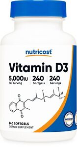 Nutricost Vitamin D3 5,000 IU, 240 Softgels - Gluten Free & Non-GMO