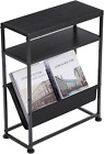 ZEXVIDA Narrow End Table for Small Spaces - Slim Side Table with Magazine Holder