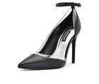 Nine West Freze Black Leather Ankle Strap Stiletto Heel Pointy Toe Fashion Pumps