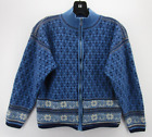 VINTAGE Bula Sweater Women Small Blue Wool Cardigan Full Zip Aztec Nordic *