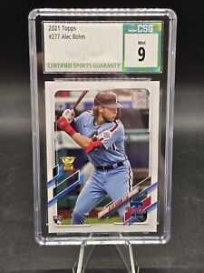 ALEC BOHM RC CSG MINT 9 PHILLY PHILLIES 2021 TOPPS BASEBALL ROOKIE GOLD CUP #277