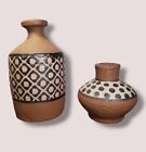New Listing2Pc Terracotta Clay Handmade Pottery Vase With Polka-Dot Design | Table Accents