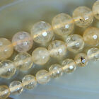 Faceted Golden Quartz Round Gemstone Loose Beads 15
