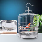 Stainless Steel Hanging Round Bird Cage Parrot Perch Travel Carrier With Cup NEW