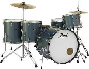 Pearl Roadshow 5-piece Complete Drum Set with Cymbals - Rock - Aqua Blue Glitter