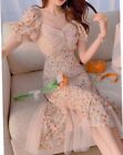 Women's girl Summer Floral Chiffon Long Korean Temperament Fairy Dress
