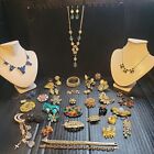 Huge Vintage~Now Rhinestone Jewelry Lot Brooches Necklaces Rings Bracelet