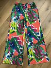 Chicos Pants Womens Regular Size 0 Watercolor Tropical Palazzo Stretch Tropical