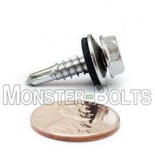 #10 Stainless Steel HWH w Bonded EPDM Washer #3 Point Self Drilling / Tek Screws