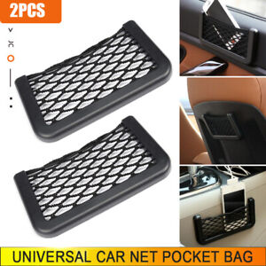 2PCS Car Seat Side Back Mesh Interior Storage Net Bag Pocket Phone Gadget Holder