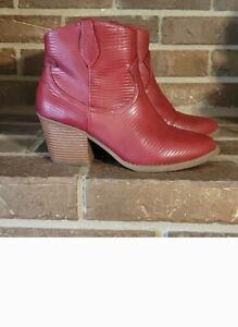Sugar Women's Western Faux Leather Ankle Boots Red Size 7.5