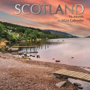 2024 Square Wall Calendar, Scotland, 16-Month Scenic Britain Theme 12x12