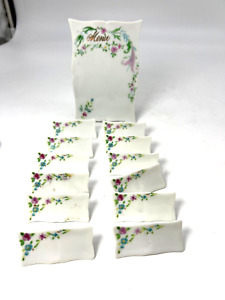 Elegant Floral Menu Porcelain Board with 12 Place Cards For Dining