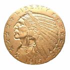 1915 GOLD UNITED STATES $5 DOLLAR INDIAN HEAD HALF EAGLE COIN | LOW SURVIVAL