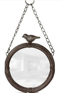 Park Hill Collection Chain Wall Hanging Bird Round Metal Mirror