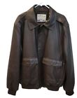 Orvis Genuine Leather Jacket Men Lg Brown Zip Bomber Fine Quality Excellent Cond