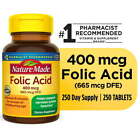 Nature Made Folic Acid 400 mcg 665 mcg DFE Tablets Pregnancy Support  250 Count