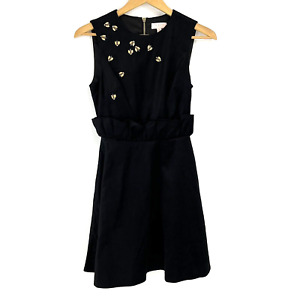 Ted Baker London Dress Size 0 Womens Black Celeena Ruffle Waist Queen Bee Velvet