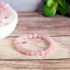 Natural Rose Quartz Stone Beaded Bracelet Pink Crystal Stretch Bracelet Handmade