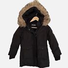 Steve Madden Coat Size S Small Black Faux Fur Trimmed Removeable Hood Zip Front