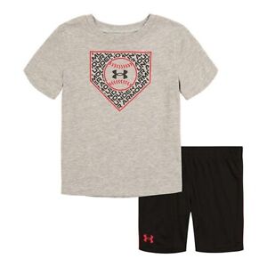 New Under Armour Boys Baseball Graphic Shirt & Shorts Set Choose Size MSRP $38