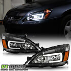 For 2003-2007 Honda Accord Black LED DRL Tube Headlight Headlamp Pair Left+Right (For: 2007 Honda Accord)