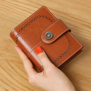 Brown Women Slim Wallet RFID Small Clutch Leather Credit Card Purse Coins Pocket