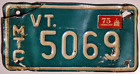 New ListingVermont Vintage 1975 Motorcycle License Plate  #5069  --NO RESERVE AUCTION --