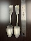2 Matching 19th Century Coin Silver Serving Spoons Maker Unknown 87.1 Grams