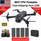 RC Drone With 4K HD Dual Camera WiFi FPV Foldable Quadcopter Aircraft +4 Battery