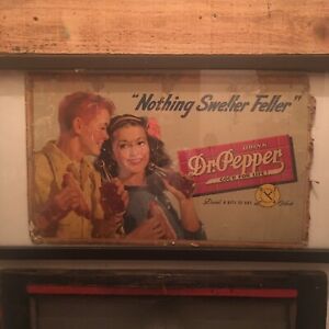 Vintage Dr. Pepper Advertising Thermometer Sign Original 1940s. 15x 24