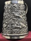 Antique indian kashmire Burmese solid silver tankard Mug tigers elephant Snake ￼