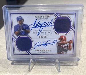 Adrian Beltre Ivan Rodriguez /10 Dual Auto Game Used Relic Topps Definitive 2019