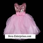 Pink Sequins Ruffled Skirt Flower Girl Pageant Dress, Size 6 (SE24598)