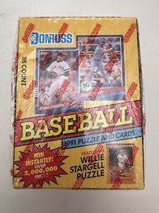 1991 DONRUSS BASEBALL SERIES 1 - Wax Box 36 Sealed Packs, One Owner! Photos!