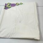vintage flat sheet queen white embroidered floral edge cotton mcm