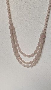 Vintage Rose Quartz Long Multi strand Layered Vintage Necklace