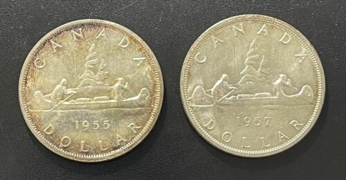 New ListingCanada 1955/1957 Dollar Silver Coins: Lot of 2