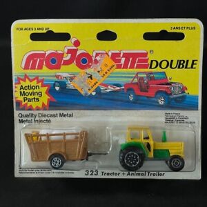 Majorette Double #323 Tractor Animal Trailer Yellow Brown 1/64 Original SEALED