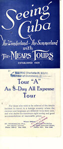 Seeing Cuba 8-Day All Expense Tour 1920's Brochure Itinerary Photos Mears Tours
