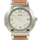HERMES Nomad compass Watches NO2.910 Silver/Brown WhiteDial Stainless Stee...