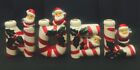 Vintage Ceramic Christmas Santa Claus Candy Cane Noel Candle Holders Japan