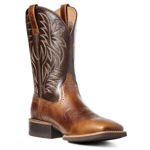 Mens Knight Embroidered Pull On Western Mid Calf Square Toe Cowboy Leather Boots
