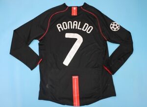 manchester united jersey 2007 2008 shirt black long sleeve ronaldo UCL STYLE