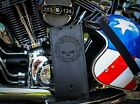 Black Leather Gas Tank Panel Bib Retro Skull Fits Harley Davidson Softail