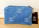 Chanel denim pouch mini bag blue Chanel novelty 21x 13cm  Toiletry Clutch Japan