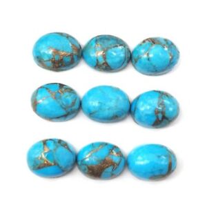Blue Copper Turquoise Cabs Oval 8 x 6mm Approximately 12.69 Carat (GTG-BT-005)