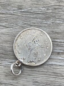 Sterling Silver Zodiac Sign Symbol Vintage Ottoman Coin 3d Charm Pendant Rare
