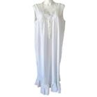 Vintage Nightgown Granny Lace Ruffle Bow Bead Sequins Cottagecore White 1X