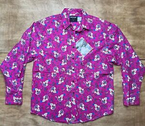 Frontier Series Western Rodeo Vintage 90s Shirt Pink Floral Print Womens XL